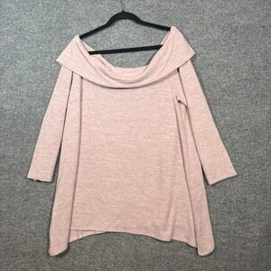 Torrid Sweater Womens 1X Pink‎ Cowl Neck Off The Shoulder Soft Plush Plus Size